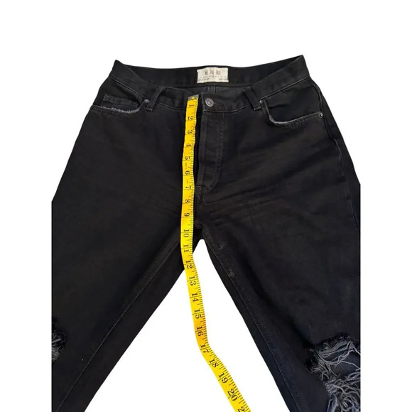 Free People We‎ the Free Maggie Distressed Frayed Hem Button Closure Black Pants - Picture 7 of 7
